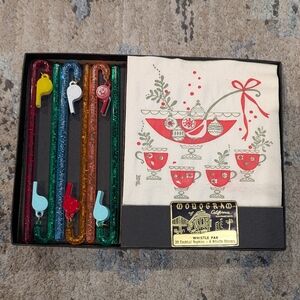 Vintage Whistle Pack 30 Cocktail Napkins 6 Whistle Stirrers